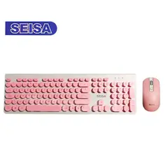 SEISA - Teclado y Mouse con Cable USB para PC Notebook Laptop Combo - Rosado