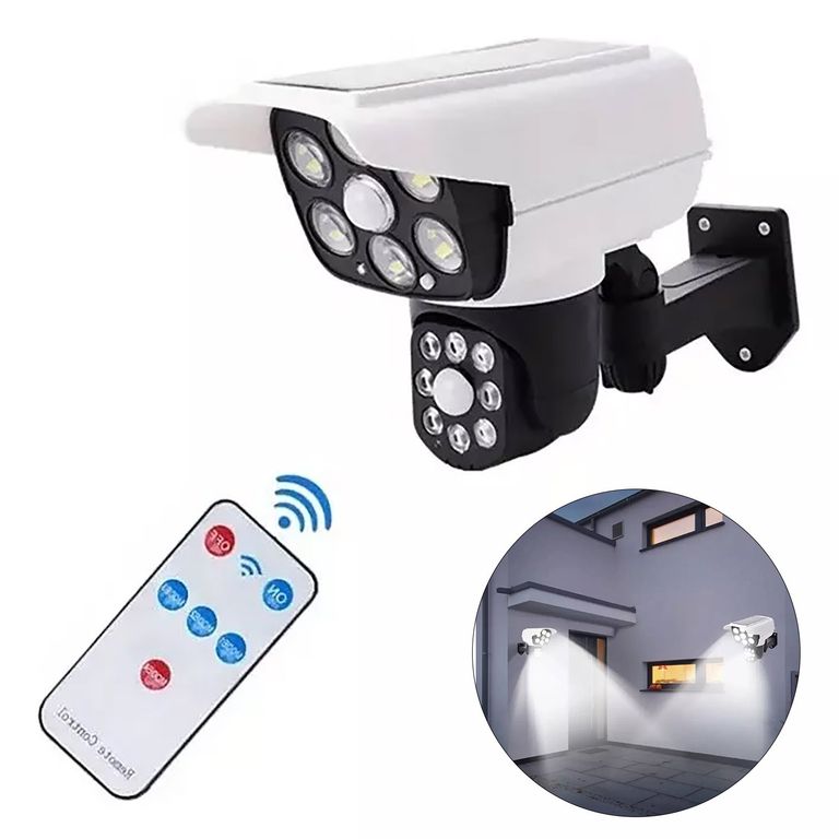 Lámpara Solar Led Tipo Cámara de Seguridad-doble sensor de movimiento