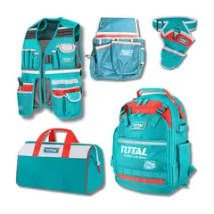 TOTAL TOOLS - Combo mochila + chaleco + porta taladro + porta herramientas Total