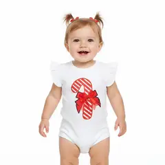 GENERICO - Body Navideño Bastón Blanco de Algodón Pima Navidad