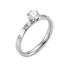 LUCYANA JOYAS Y ACCESORIOS - Anillo De Compromiso Bañado En Oro Blanco De 18K - JOYAS LUCYANA