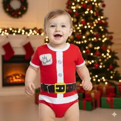 GENERICO - Body Navideño Papa Noel Feliz Navidad Rojo de Algodón Pima Navidad