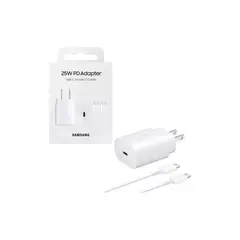 SAMSUNG - Cargador 25W con Cable Galaxy S22 S22 Plus S22 Ultra Blanco