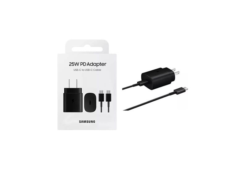 Cargador USB C de 25W con Cable para Galaxy A54 Negro