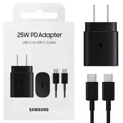 SAMSUNG - Cargador 25W con Cable para Galaxy S23 S23 Plus Negro