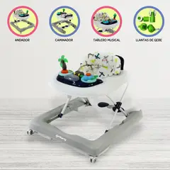 FIRST TOY - Andador Para Bebé Musical Graduable »PALMERA» Gray