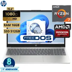 HP - Laptop 15-FC0275LA Ryzen 7 - 7730U, 15.6"Fhd, Ram 16Gb, Ssd 512Gb, Free Dos