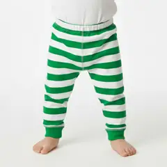 GENERICO - Pantalón Navideño a Rayas Blanco Verde de Algodón Pima Navidad
