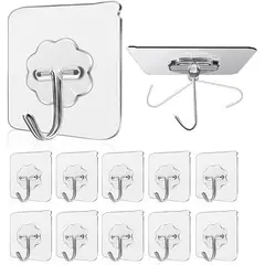 GENERICO - GANCHOS ADHESIVOS TRANSPARENTE PACK  X 10 UNID