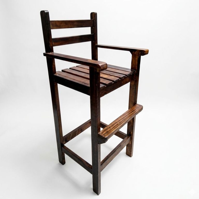 Silla de niños alta para la mesa comedor en marron