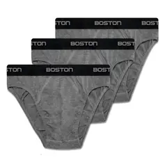 BOSTON - Pack x3 Trusas Hombre Bikini Color Plomo Talla S