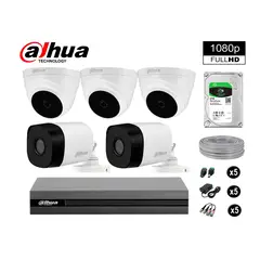 DAHUA - CÁMARAS SEGURIDAD KIT 5 FULL HD 1080P + DISCO 2TB COMPLETO