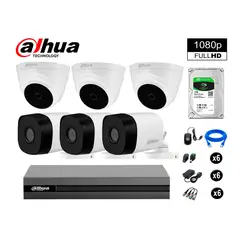 DAHUA - CÁMARAS SEGURIDAD KIT 6 FULL HD 1080P + DISCO 1TB HDMI