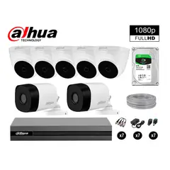 DAHUA - CÁMARAS SEGURIDAD KIT 7 FULL HD 1080P + DISCO 2TB COMPLETO