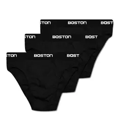 BOSTON - Pack x3 Trusas Hombre Bikini Color Negro Talla M