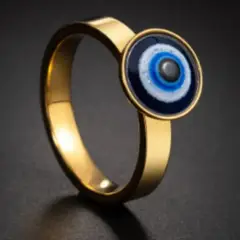 GENERICO - Anillo de acero inoxidable para mujer Ojos turco -talla 18