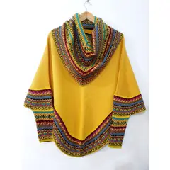 GENERICO - Poncho Alpaca Con Manga 3/4 Y Gorro