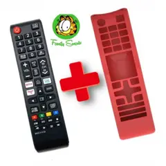 UNIVERSAL - Control Remoto Para tv Samsung Smart Botón Netflix Amazon funda Rojo