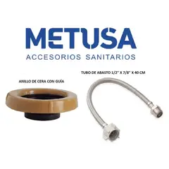 METUSA - KIT METUSA: ANILLO DE CERA C/GUÍA +TUBO DE ABASTO 1/2" X 7/8" X 40CM