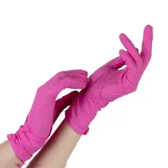 GENERICO - GUANTES DE NITRILO COLOR FUCSIA TALLA SMALL CAJA X 100 UNIDADES