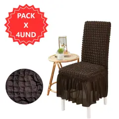 GENERICO - Pack 4 Fundas Marrón Oscuro elástica para silla de comedor