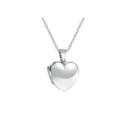 CLEO JOYAS & ACCESORIOS - Collar Relicario Corazón Bombeado Plata