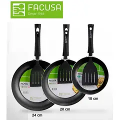 FACUSA - Set de Sartenes 24cm ,20 cm y 18 cm C/ Espatulas