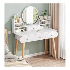 GENERICO - Tocador De Maquillaje Vintage Con Espejo Para Dormitorio Blanco ZZ41