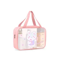 GENERICO - Neceser estuche de Maquillaje con diseño kawaii 31x21x12 - Rosa