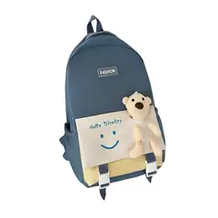 GENERICO - Mochila con oso y múltiples de bolsillos - AZUL