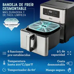 OSTER - Freidora de aire DiamondForce 9L CKSTAF90D