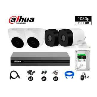 DAHUA - CÁMARAS SEGURIDAD KIT 4 FULL HD 1080P + DISCO 1TB HDMI