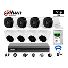 DAHUA - CÁMARAS SEGURIDAD KIT 8 HD 720P + DISCO 1TB HDMI