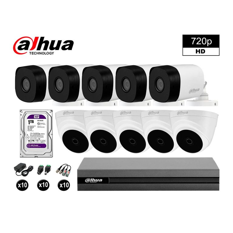 CÁMARAS SEGURIDAD KIT 10 HD 720P + DISCO 1TB HDMI