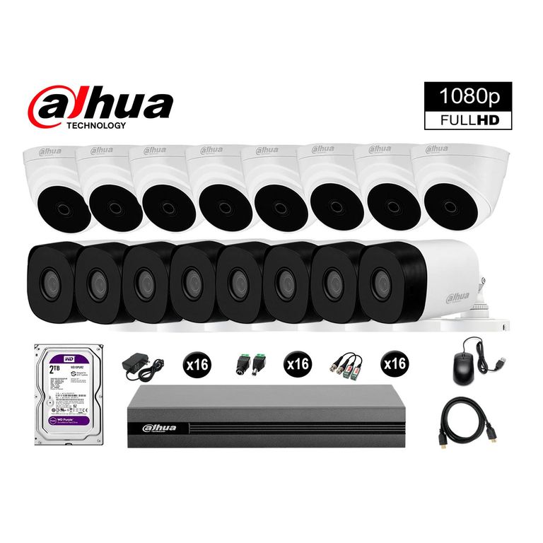 CÁMARAS SEGURIDAD KIT 16 FULL HD 1080P + DISCO 2TB HDMI