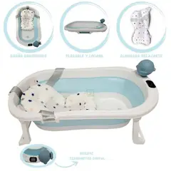 BABY KITS - Bañera Pleglable JELLY CON TERMOSTATO BLUE