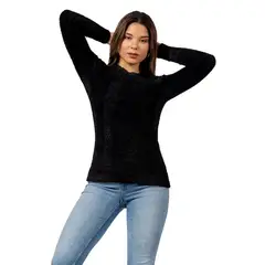 INDEMA - Polera Básico y Suave de Angora Color Negro