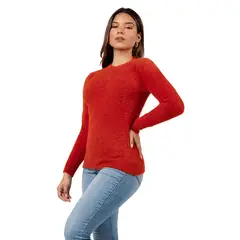 GENERICO - Polera Básico y Suave de Angora Color Lacre