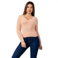 GENERICO - Sweater Angora con Hilos de Brillo Color Palo Rosa