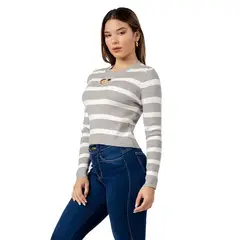 GENERICO - Chompa Casual Corazón de Cashemira Color Gris