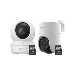 EZVIZ - Kit de cámaras de seguridad inteligente H6C Full HD + H8C 2MP + 64SD -