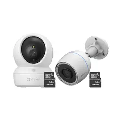 EZVIZ - Kit de cámaras de seguridad inteligente H6C Full HD + H3C 2MP + 64SD -