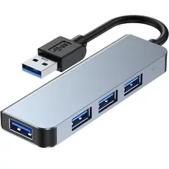 OEM - Adaptador Hub ALUMINIO USB 3.0 a 4 Puertos USB 3.0 y 2.0 LED