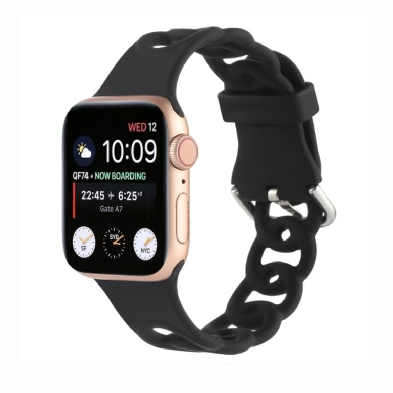 Correa Para Apple Watch 42 / 44 / 45mm Silicona Cadena Negro