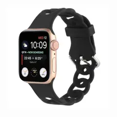 GENERICO - Correa Para Apple Watch 42 / 44 / 45mm Silicona Cadena Negro