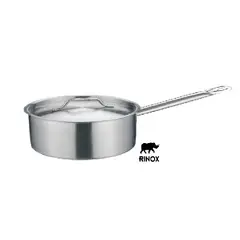 RINOX - Cacerola baja con mango 22 Litros 20x75 con tapa acero inox