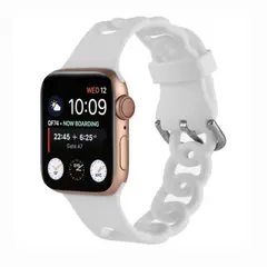 GENERICO - Correa Para Apple Watch 42 /44 /45mm Silicona Cadena Blanco