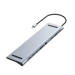 OEM - HUB 10 a 1 TipoC a 3USB3.0,SD/TF,RJ45,HDMI,VGA,Audio y TipoC