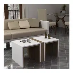 TU MESITA - Mesa Minimalista de Centro Mirna color BlancoMarrón
