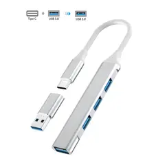 OEM - Adaptador Hub ALUMINIO Tipo C o USB 3.0 a 4 Puertos USB 3.0